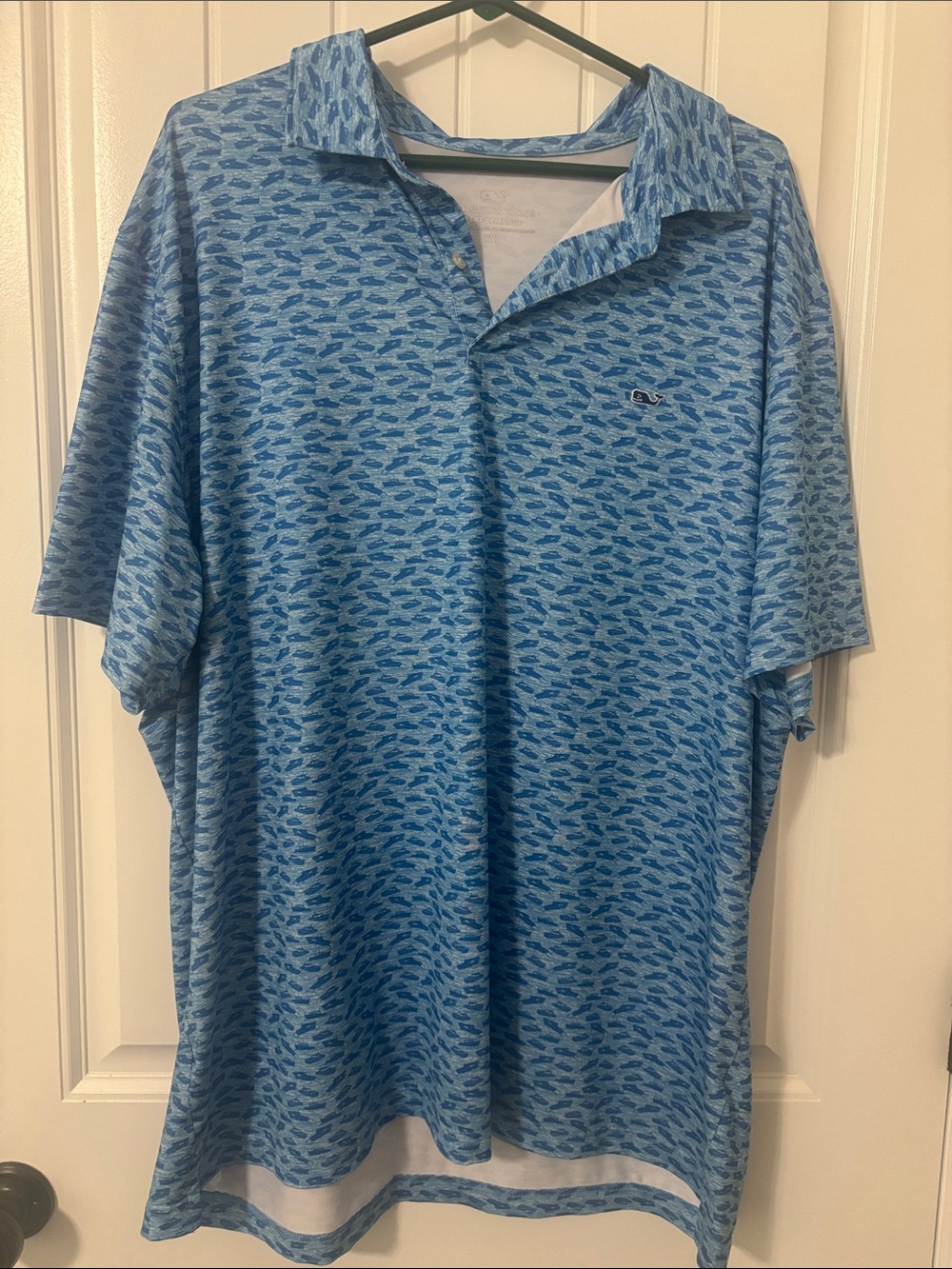 Vineyard Vines Light and Navy Blue Boat Pattern Polo - Men